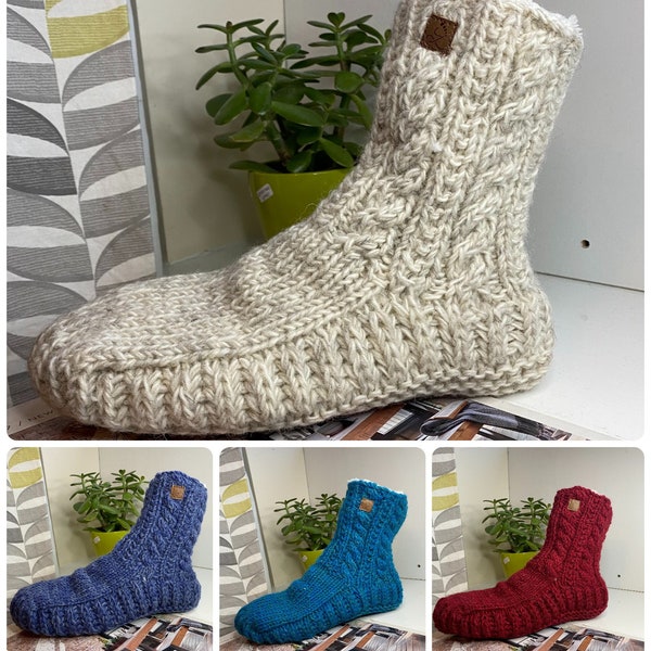 Pure Wool Handmade Slipper / Long Boots /  Boot Winter Indoor Woollen Shoes Socks Warm Soft Handmade For Men Women For 4_8 SIZE