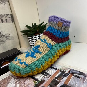 100% Wool Handmade Slipper Winter Indoor Woollen Shoes Socks Warm Soft Handmade For Men Women 6 Design 4