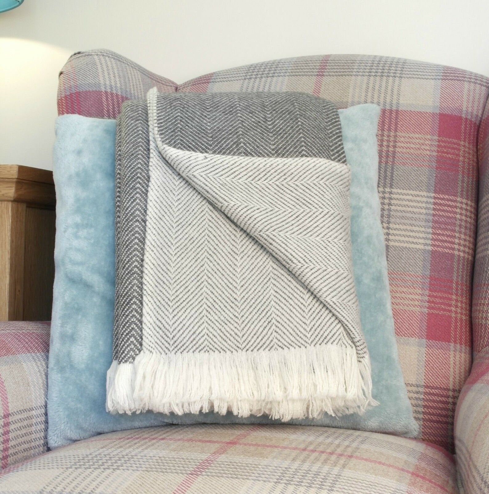 Soft Cashmere Throws/blankets Bed Sofa Herringbone Travel Etsy