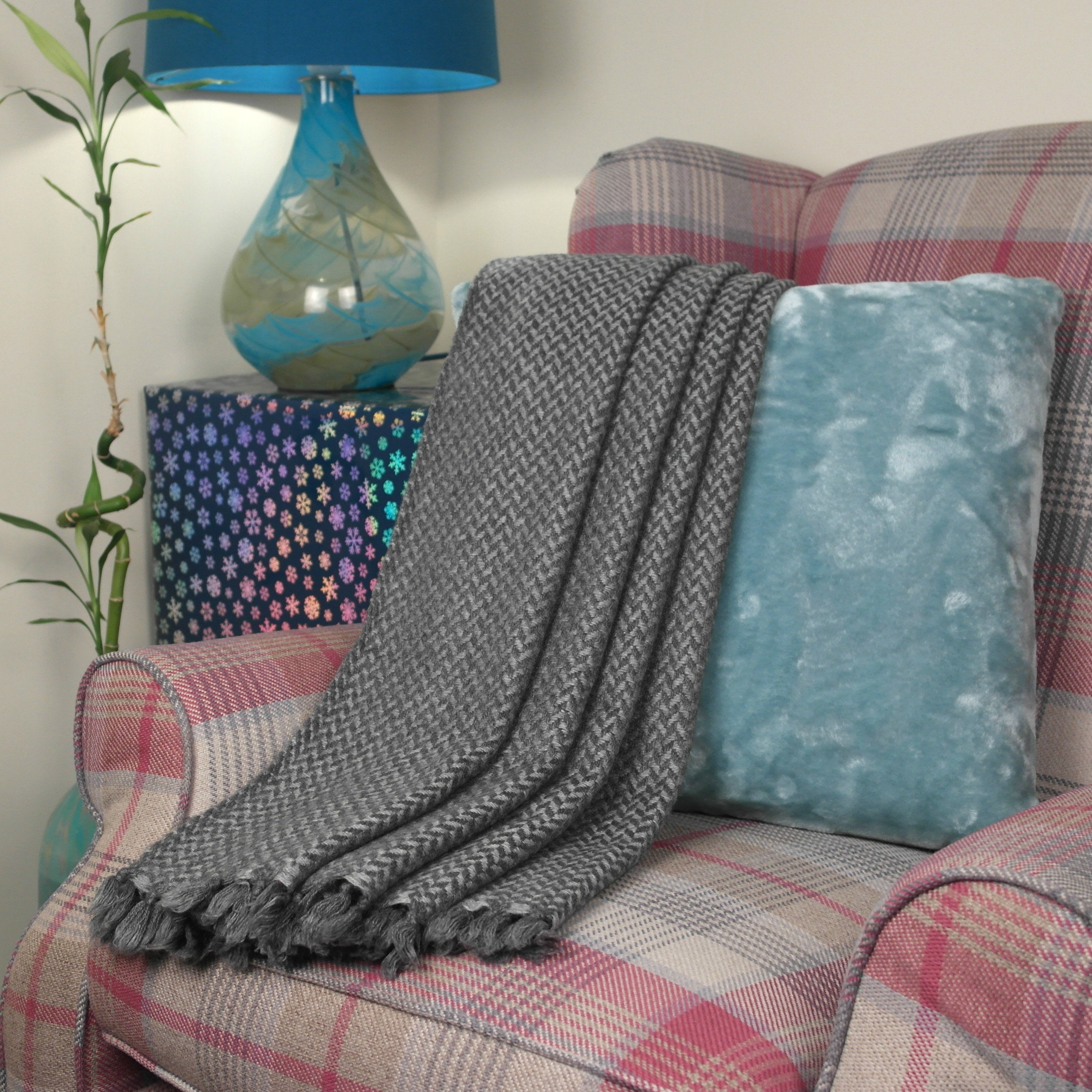 GREY Soft & Warm Cashmere Throws/Blankets Handmade Bed Sofa Etsy
