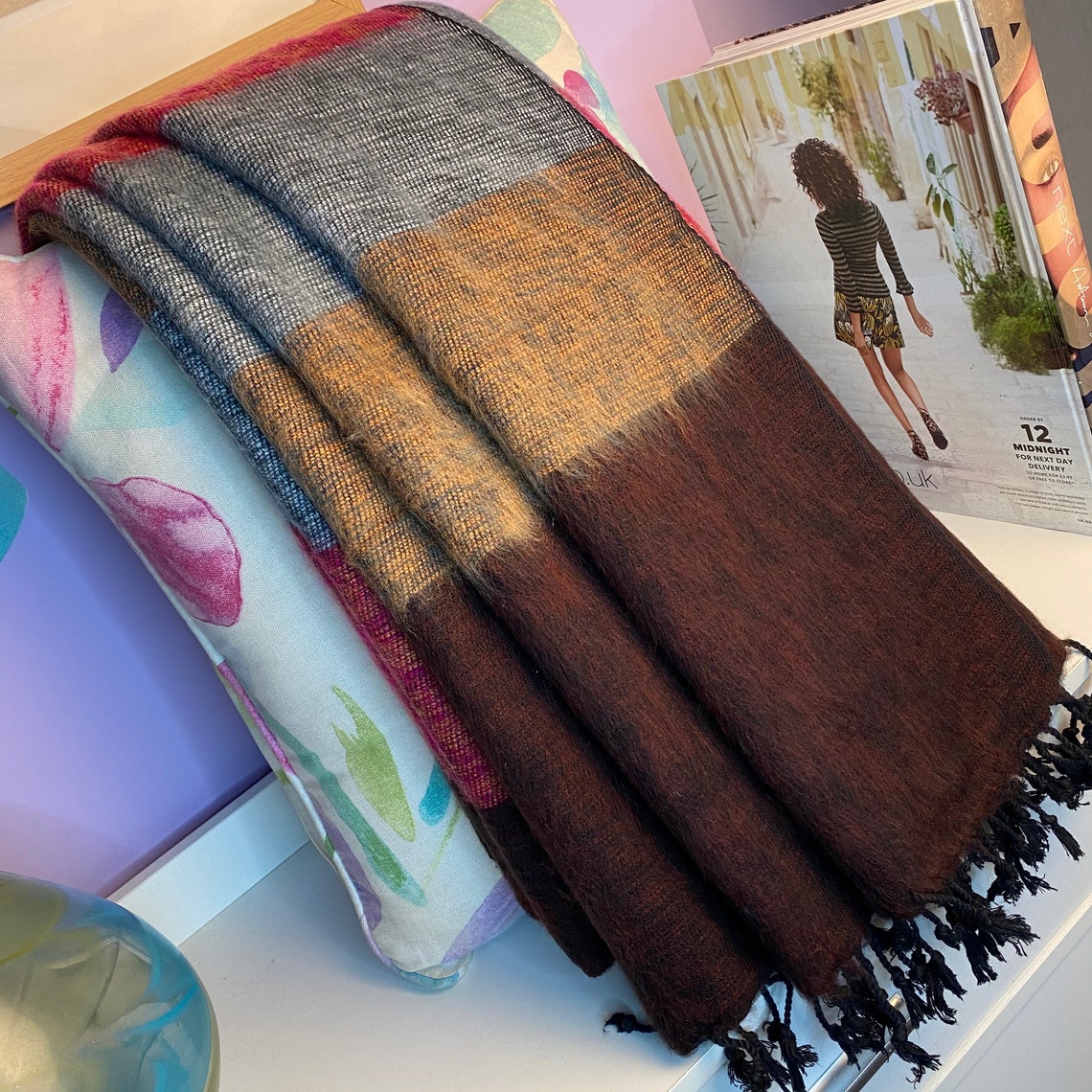 thumbnail image 2 of COOL TRADE WINDS 'Yak' Shawl - Super Soft Oversized Blanket Scarf 190x85cm, Ethically Handmade In Nepal, Vegan 2 of 10