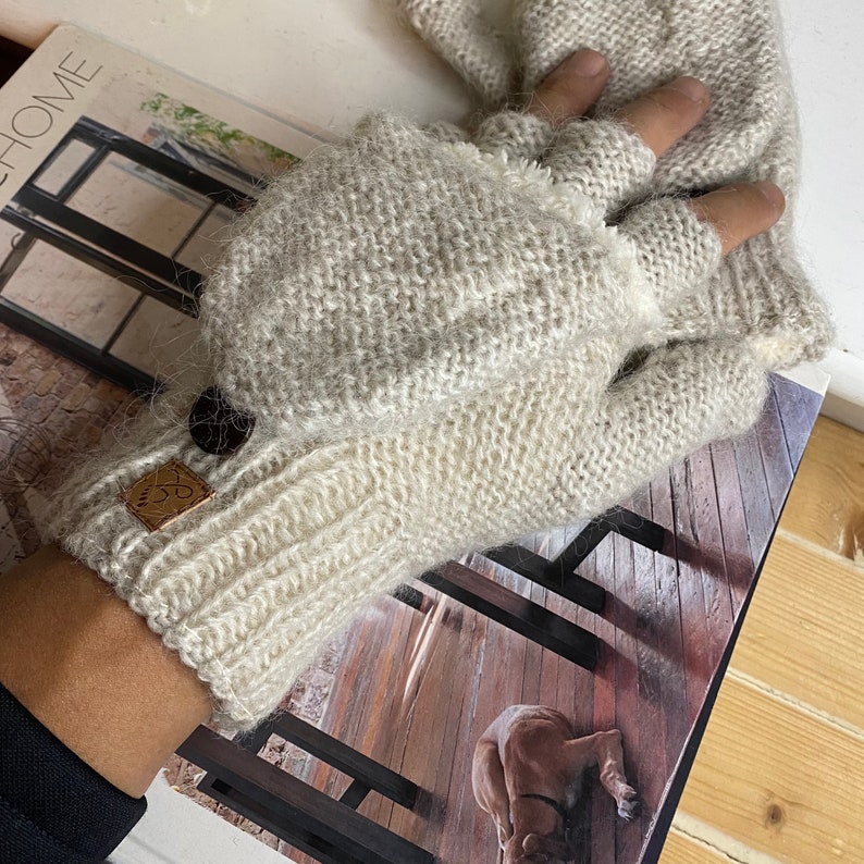 Gants en laine sherpa de l'Himalaya faits main hiver chaud doux fait main pour homme femme 1 image 3