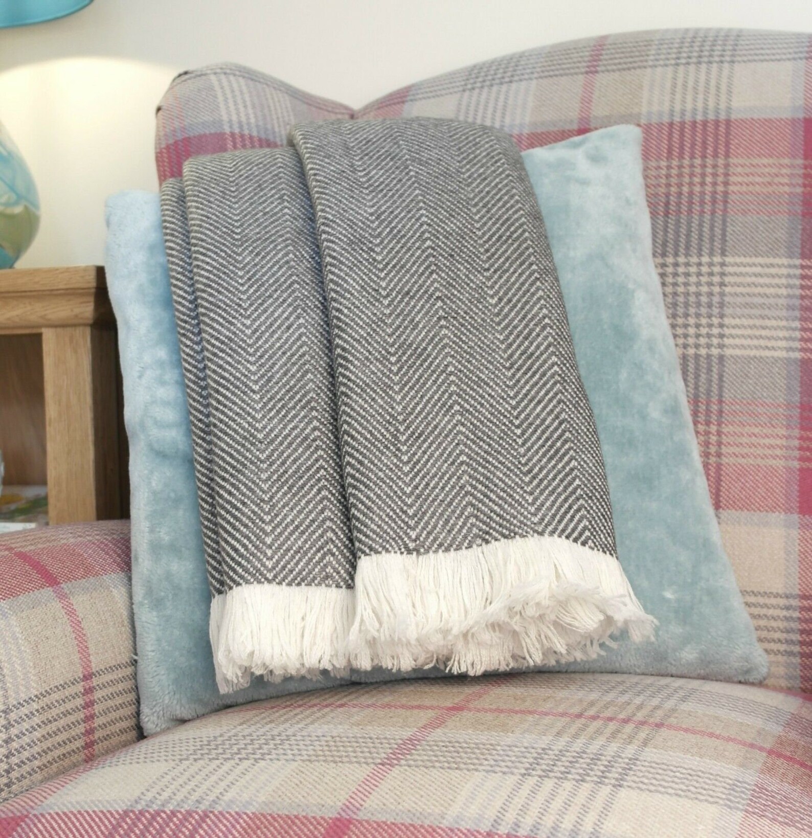 Soft Cashmere Throws/blankets Bed Sofa Herringbone Travel Etsy