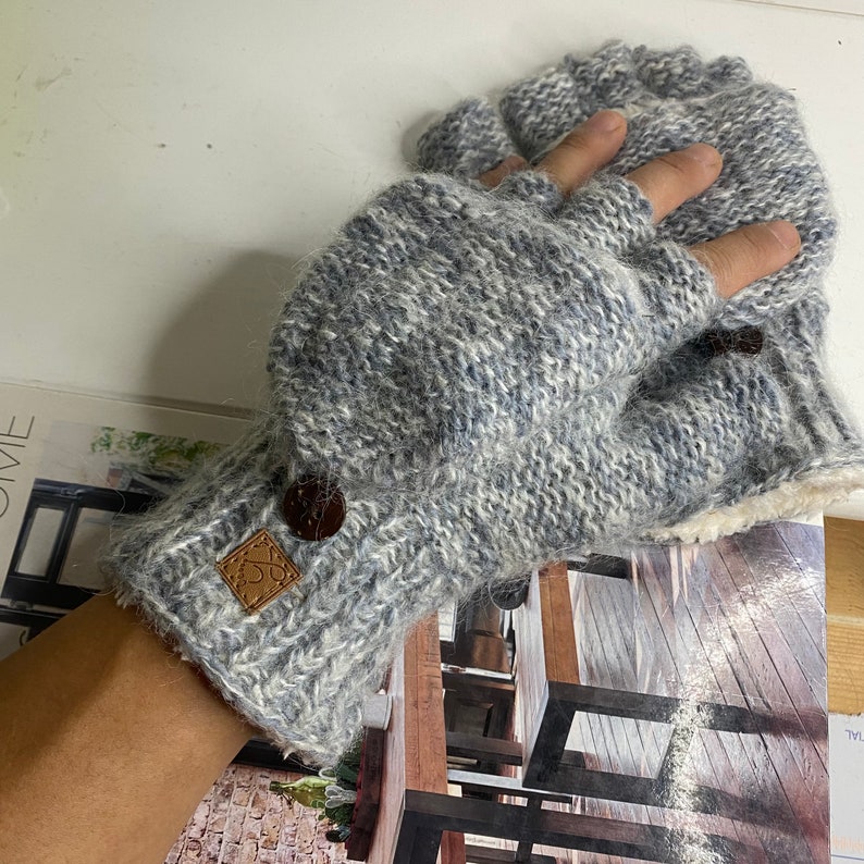 Gants en laine sherpa de l'Himalaya faits main hiver chaud doux fait main pour homme femme 1 image 9