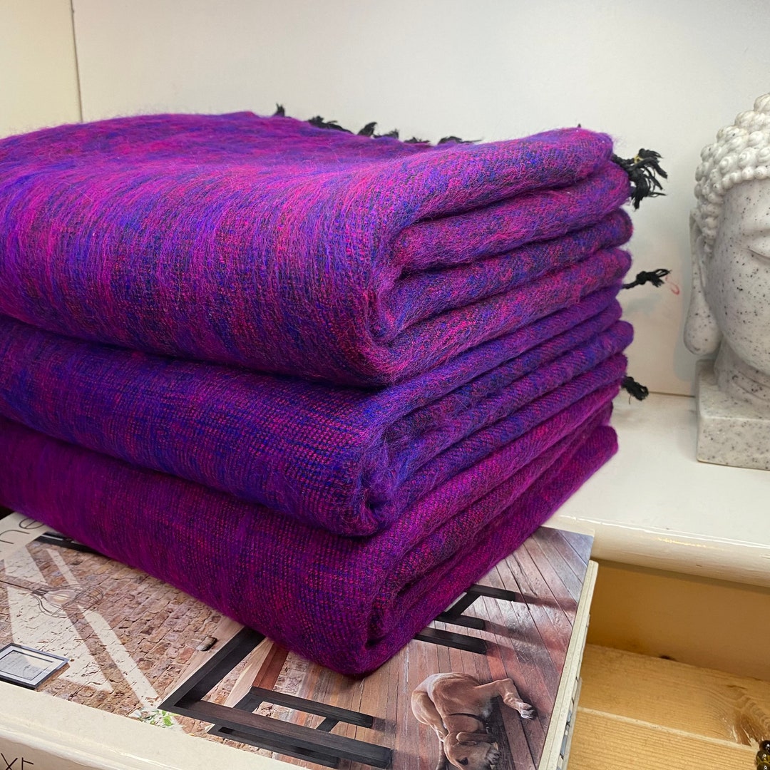 Warm Yak Wool Throw Light Weight Soft Blanket Travel Throw Handmade K57