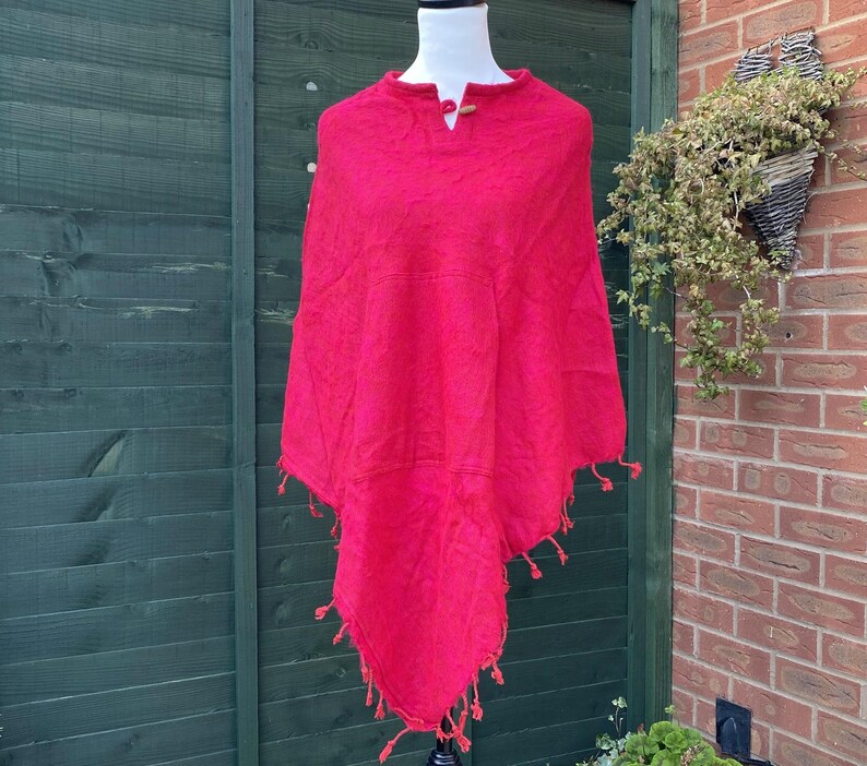 Yak Wool Poncho Handmade in Nepal Warm Woollen Outer Soft Warp Cardigan 3