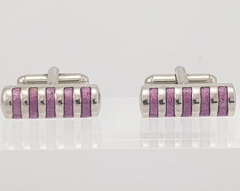 Pink enamel cufflinks, Pink enamel bar cufflinks, classy pink cuff links, mens cufflinks with Free shipping!