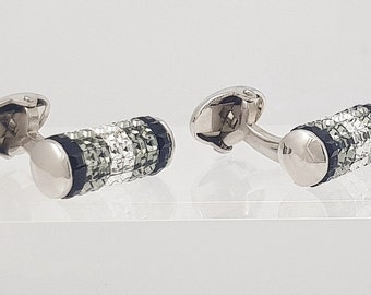 Men's Art deco cufflinks, Elegant Vintage crystal cuff links, Hand set with smoked diamond Crystals! Free shipping.