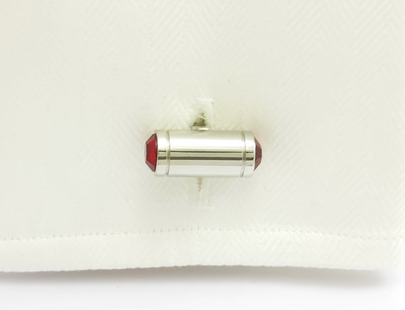 Vintage Ruby Crystal Cufflinks: Handmade Annivers… - image 7