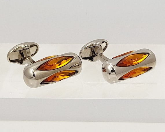 Handmade Austrian Topaz Crystal Cufflinks: Vintage Limited Edition Elegant Gift for Men