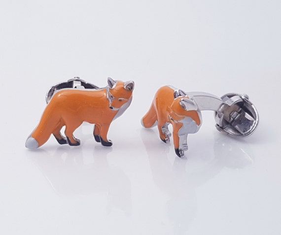 Fox Cufflinks, British Wildlife cuff links, Men's Accessories, Hand-Enamelled
