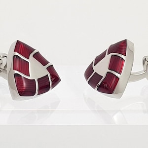Handcrafted Red Enamel Cufflinks: Elegant Men&#39;s Accessory for Weddings, Groomsmen, and Special Occasions