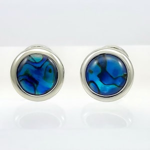 Exquisite Organic Blue Abalone shell cufflinks, Superb Men's gift Gorgeous natural cuff links, FREE SHIPPING