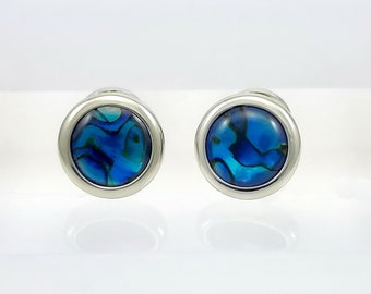 Exquisite Organic Blue Abalone shell cufflinks, Superb Men's gift Gorgeous natural cuff links, FREE SHIPPING