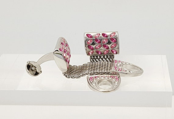 Men's Hands made Rose crystal cufflinks, Mesh cufflinks, Beautiful crystal cufflinks, Gift for him