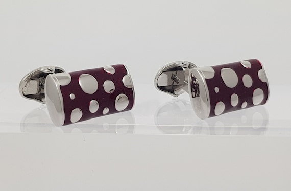 Retro Lava Lamp Inspired Bubbles Enamel Cufflinks for Men - Dark Red 70's Style Accessory