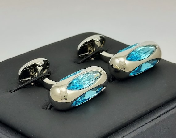 Amazing Blue Topaz Crystal cufflinks, top quality hand made Cufflinks for him.  PLUS FREE SHIPPING!!