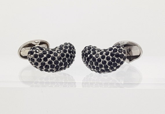contemporary Austrian black crystal studded coffee bean cufflinks, Gift for him, Gift for her too, FREE DELIVERY!