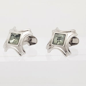 Smoke Diamond Crystal Cufflinks: Handmade Unisex Accessory for Formal Wear and Special Occasions