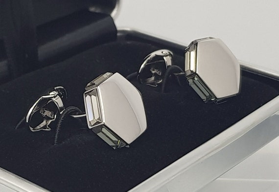 Hand made Smoked Crystal cufflinks, Wedding cuff links, Groomsman cufflinks, gifts for him. FREE DELIVERY!!