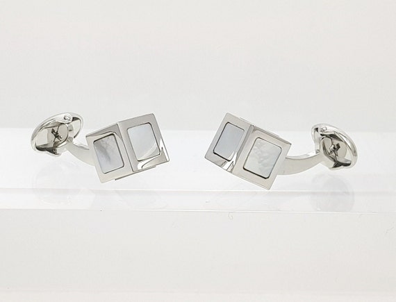 Men's 3D Organic Pearl Cube Cufflinks: Elegant Wedding Accessories & Unique Gifts for Him