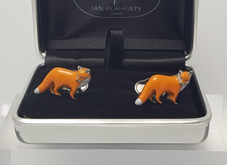 Fox Cufflinks, British Wildlife cuff links, Men's Accessories, Hand-Enamelled image 8