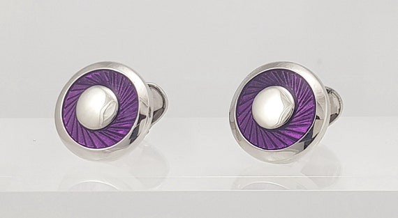 Men's Purple cufflinks, round enamel cufflinks, Beautiful gift for him! Perfect men's wedding cuff links. FREE SHIPPING!