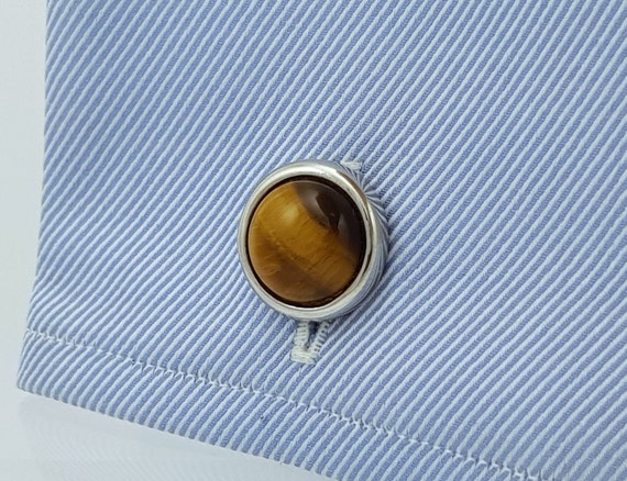 Men's Exquisite Hand made Organic Natural Tiger eye cufflinks, gift for him, Unique doubled sided Tiger eye stones + FREE SHIPPING!!