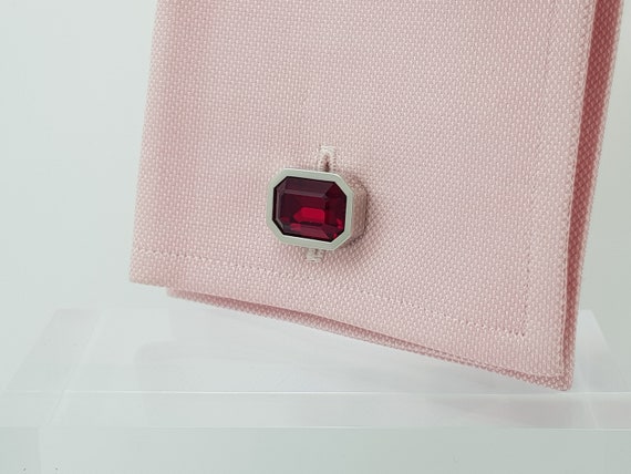 Handmade Ruby Crystal Cufflinks - 40th Anniversar… - image 8