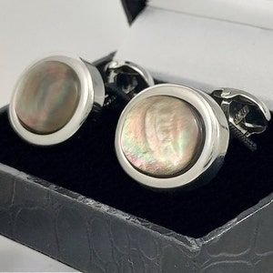 Elegant Men&#39;s Vintage Black Pearl Cufflinks - 30th Anniversary Gift for Him - Free Shipping