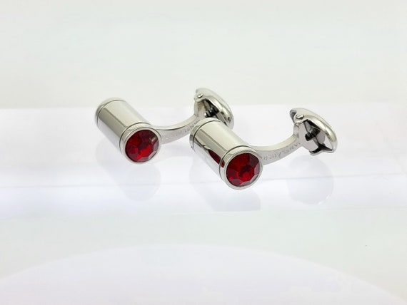 Vintage Ruby Crystal Cufflinks: Handmade Annivers… - image 4