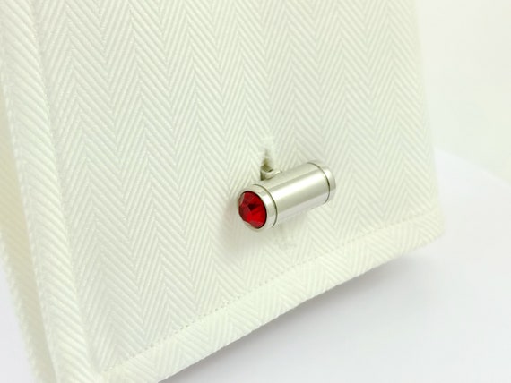 Vintage Ruby Crystal Cufflinks: Handmade Annivers… - image 8