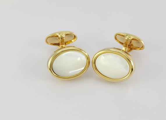 Gold Pearl cufflinks for men, Gold plated cuff links, accessory for men