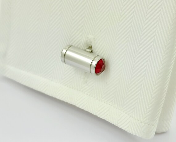 Vintage Ruby Crystal Cufflinks: Handmade Annivers… - image 6