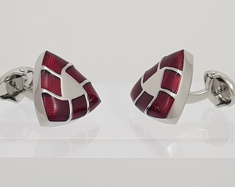 Beautiful hand made Red Enamel cufflinks, perfect gift for him, Men's Cuff links, FREE SHIPPING.