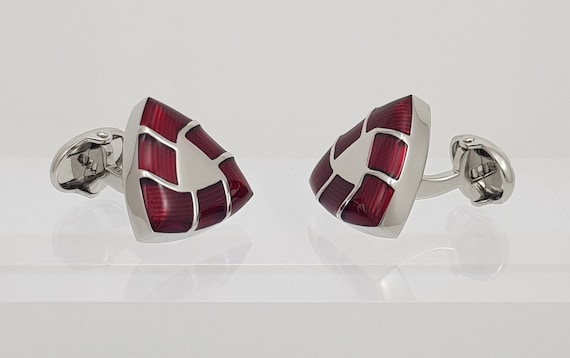 Beautiful hand made Red Enamel cufflinks, perfect gift for him, Men's Cuff links, FREE SHIPPING.