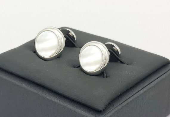 Elegant Hand made Pearl cufflinks, Perfect Men's 30TH PEARL Wedding Anniversary gift for him + FREE SHIPPING!!