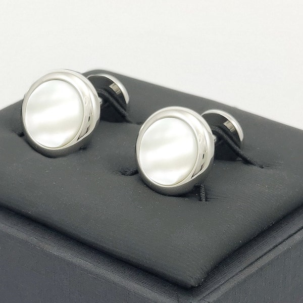 Elegant Hand made Pearl cufflinks, Perfect Men's 30TH PEARL Wedding Anniversary gift for him + FREE SHIPPING!!