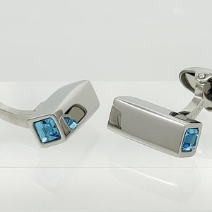 Men's cufflinks, Blue Topaz crystal cufflinks, , Birth stone cuff links Blue Topaz, gift for him. FREE SHIPPING!