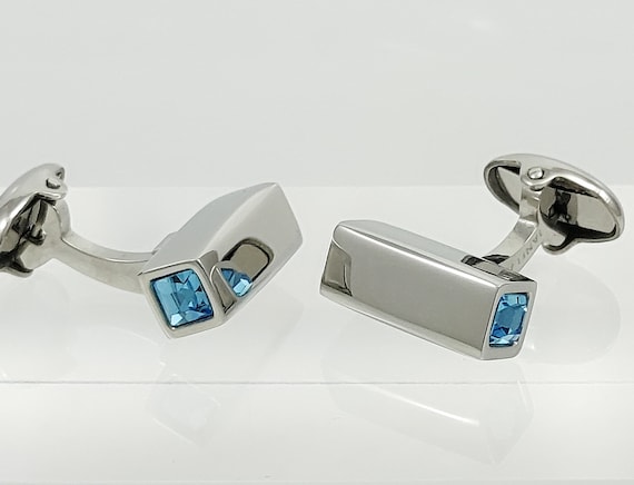 Men's cufflinks, Blue Topaz crystal cufflinks, , Birth stone cuff links Blue Topaz, gift for him. FREE SHIPPING!