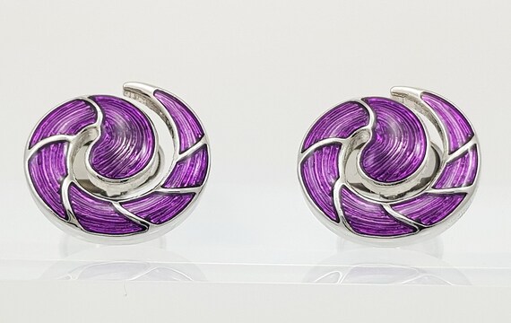 Men's beautiful Purple hand Enamelled Swirl cufflinks, Gifts for him, Men's cufflinks