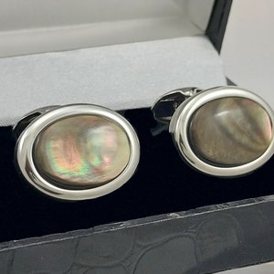 Oval Black Pearl Cufflinks: Classic 30th Anniversary Gift