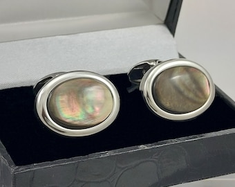 Oval Black Pearl Cufflinks: Classic 30th Anniversary Gift