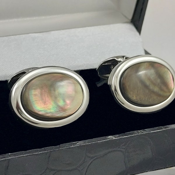 Oval Black Pearl Cufflinks: Classic 30th Anniversary Gift