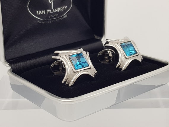 Handcrafted Indicolite Crystal Cufflinks: Elegant Unisex Accessory for Formal and Casual Wear