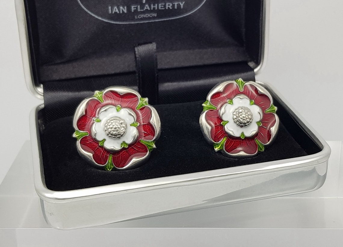 Tudor Rose cufflinks Vintage Enamel cuff links Rugby Etsy