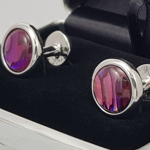 Men's Organic Top quality Silver Rhodium plated Abalone shell cufflinks, double sided Abalone Shell cufflinks, Natural shell  FREE DELIVERY!