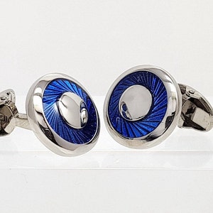 Men&#39;s blue enamel cufflinks, Father&#39;s day gift, weddings cufflinks, gifts for him. FREE SHIPPING.