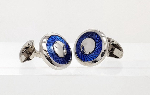 Men's blue enamel cufflinks, Father's day gift, weddings cufflinks, gifts for him. FREE SHIPPING.