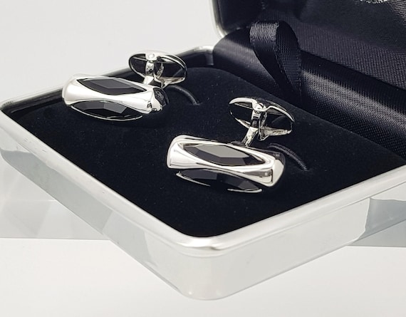 Hand made Austrian Jet black crystal cufflinks, Perfect formal wear cufflinks, Gifts for him, PLUS FREE SHIPPING!!